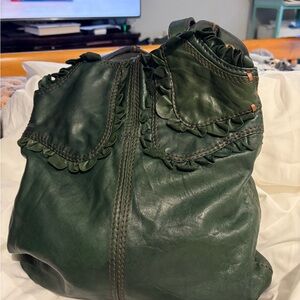 Green Italian Leather Women's Shoulder Bag